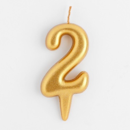 Candle for the cake figure "Oval" Golden "2", large, 5.5 cm-2