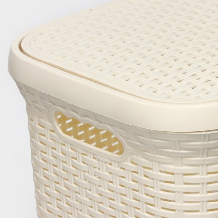 Babel basket with a lid, 60 l, 34 × 44 × 56 cm, ivory color-2