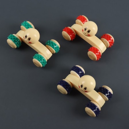 Massage "Muzzle", 10 × 6.5 × 6.5 cm, wooden, 4 wheels, color mix-3