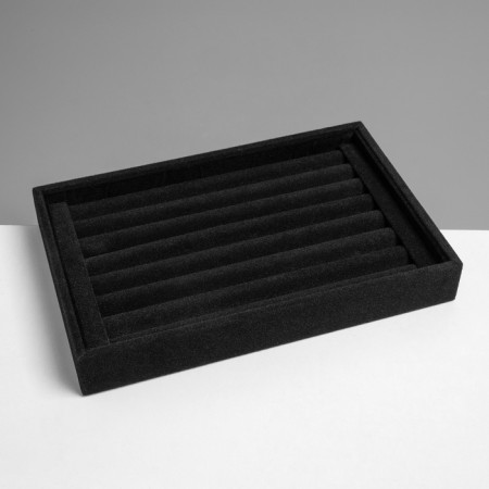 Stand for rings 7 stripes, 22.6 × 14.5 × 3.2 cm, color black velvet-1