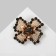 Brooch "Flower" bow, white-gray color in matte gold