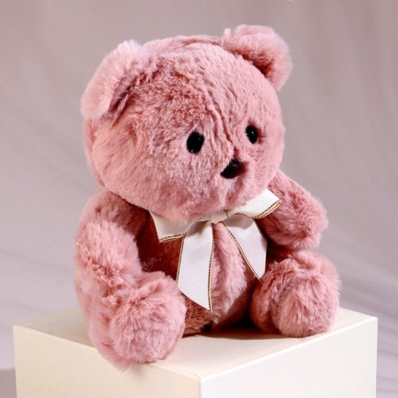 Soft toy "Bear", with a bow, 20 cm, pink color-1
