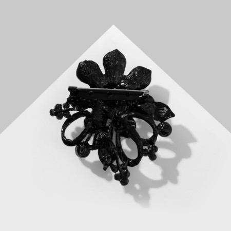 Brooch "Flower" with curls, pink color in ferrous metal-1