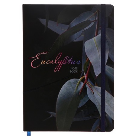 Notepad A5 96 sheets in a cage, Cosmic Eucalyptus, solid cover, matte lamination, soft-tach, selective varnish, elastic band, lies, lanca, block 70 g/m2