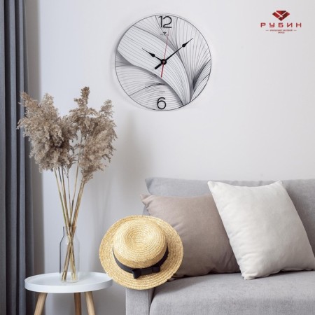 Wall clock, interior "white lotus", d-39 cm, silent-3
