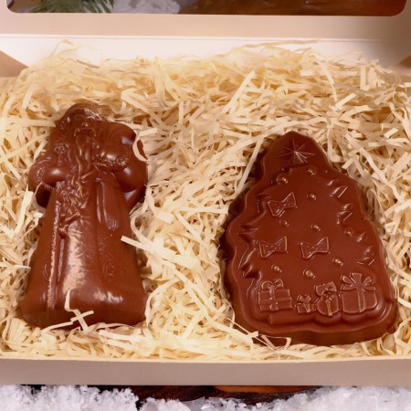 Chocolate figure 2 in 1 "Christmas tree + Santa Claus", 160 g-1
