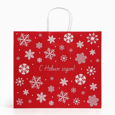 Gift package "Snowflakes", white craft, 32 x 28 x 15 cm, New Year-3