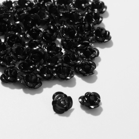 Busina "Rose", set 50 pcs., 6 mm, black color-1