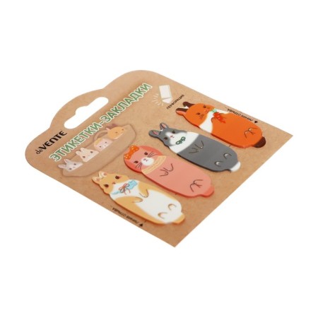 Bookmarks with adhesive edge (stickers) 20 x 55 mm, 4 colors of 20 sheets, plastic Devente Funny Rabbit