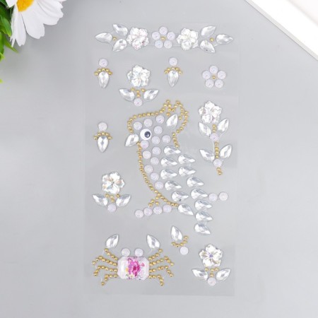 Sticker of rhinestone plastic "Caccadus" MIX 19x9 cm-4