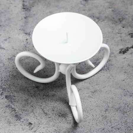 Summary "Vesel N" metal per 1 candle, 9.5x7.6 cm, white-2