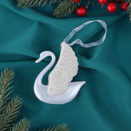 Christmas tree decoration "Beautiful swan shine" 7x8.5 cm, white
