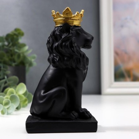 Souvenir Polystone "Black Leo in the Golden Crown" 13.8x5.8x8 cm-2