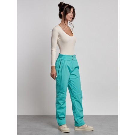 Warmed female trousers, size 44, green color-2