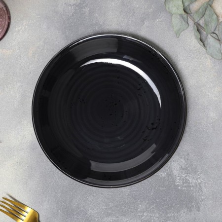 Deep porcelain plate Balance, 500 ml, d = 21 cm, black color