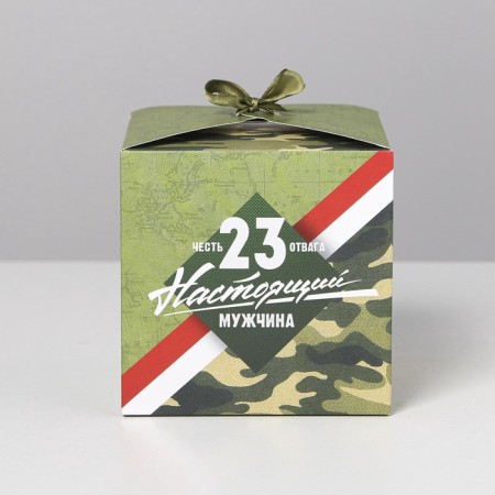 Gift folding box, packaging, “real man”, February 23, 12 x 12 c 12 cm-3