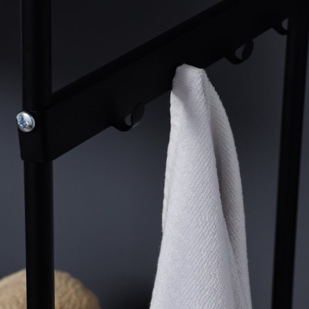 A rack with a dual laundry basket and crossbars, 2-tier, black color, 60x35x160 cm 1065649-6