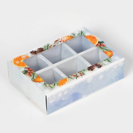 New Year. Box for 6 sweets "Miracles Time", 13.7 x 9.8 x 3.8 cm, confectionery packaging-3
