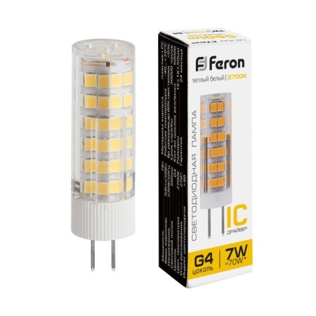 LED LED Feron, G4, 7 W, 175-265 V, white warm light