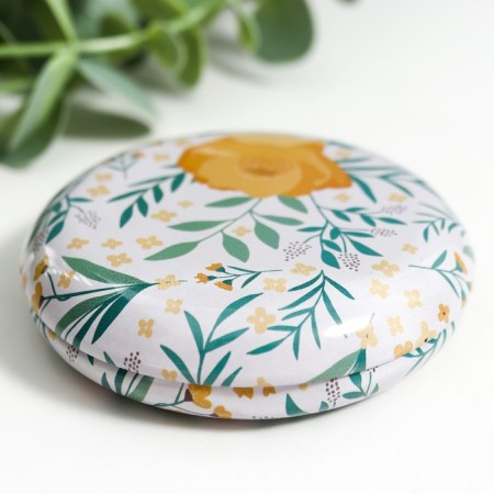 Casket Metal Round "Flowers and Leaves" Packing 12 pcs 1.8x7x7 cm-7