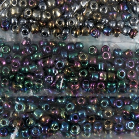 Round beads 6/0 "gasoline colors" 7 colors x 20 g 20x8 cm-1