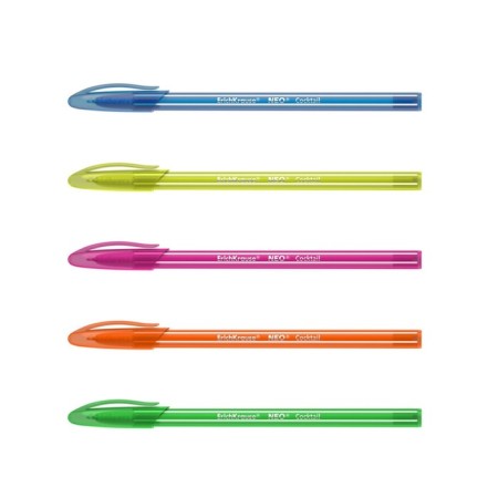 Ballic handle Erichkrause Cocktail, node-bela 0.7 mm, blue, disposable ink, letter line 1000 meters, mix-1
