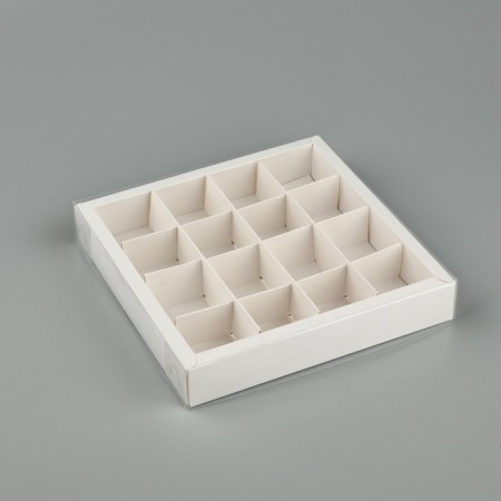 Box for 16 sweets with cells "White", 19 x 19 x 3 cm
