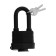Lockland hinged castle, 50 mm, moisture -proof, long handle, 2 keys, black color