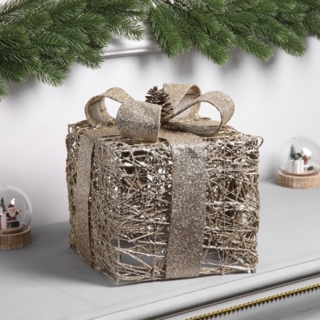 LED figure "Gift" 29x20x20 cm, 20 LED, AAX3 batteries (not in the kit), glow warm white-1