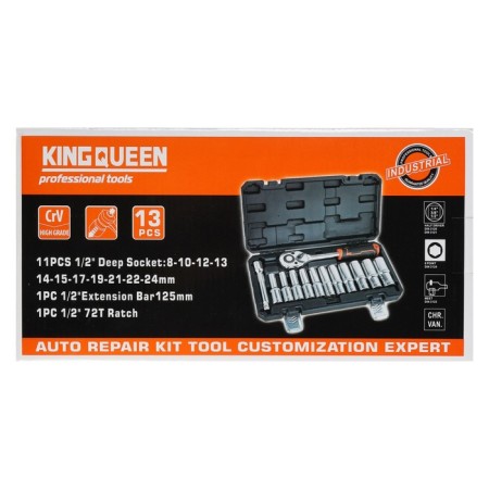 A set of end heads with ratio Kingqueen Wib-40002, 72 tooth, 1/2 ", 13 objects-4