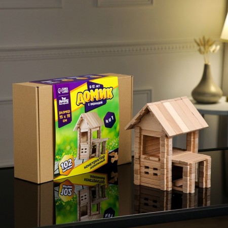 The designer is a wooden “House with a veranda”, 102 details, an array of beech-1