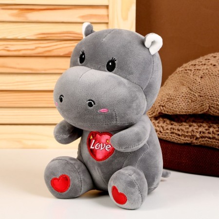 Soft toy "Hippo", size 22 cm, color gray color-1