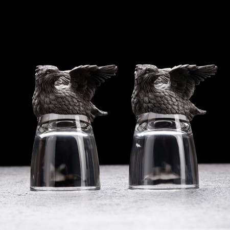 A set of 2 stacks-frauds "partridge", d = 4.5cm h = 8.5cm