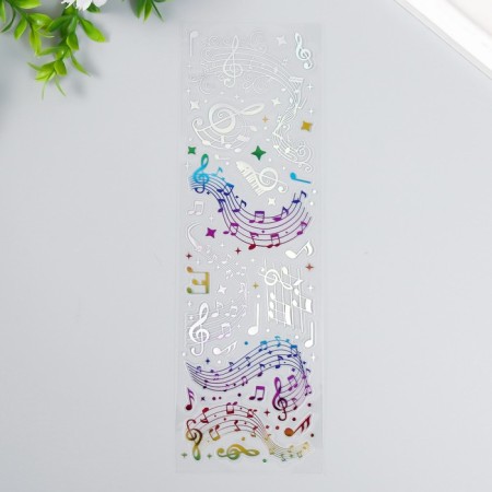 Stick plastic silver overflows "Butterflies and music" mix 7.5x26 cm-2