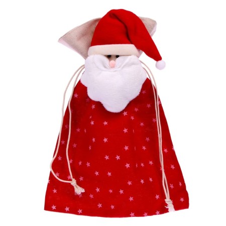 Grandfather Claus gift bag, on ties, with stars, 35 × 25 cm