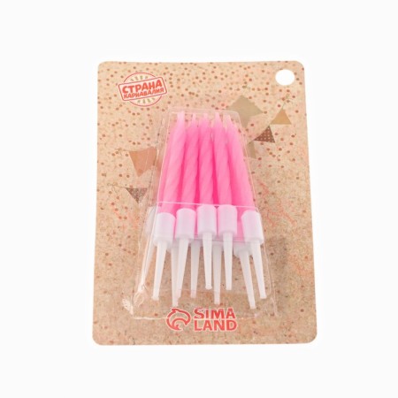Candles for the cake "Neon", 10 pcs, pink 5 cm-8