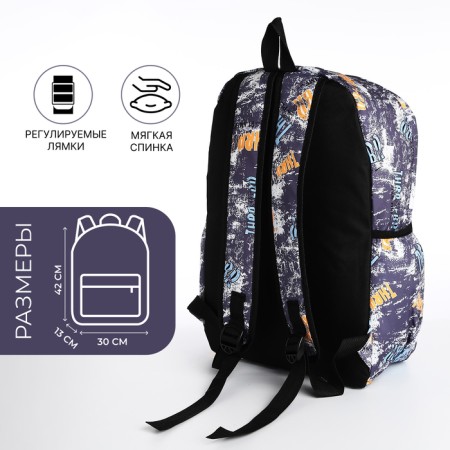 School backpack from textiles on lightning, 3 pockets, color gray color-1
