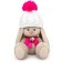 Soft toy "Bunny Mi", in a white hat with a pompon, 18 cm