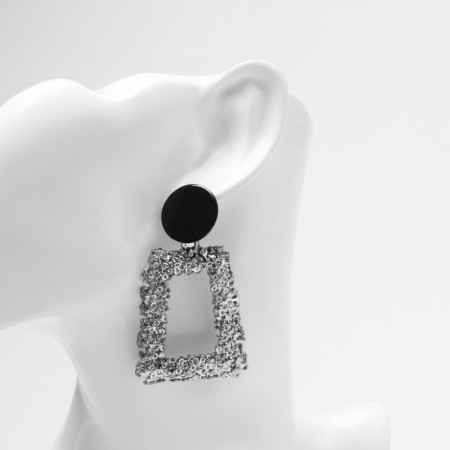 Earrings Metal "Aesthetics" trapezoid, black-gray color-2