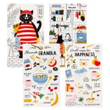 A set of kitchen towels of the Happiness shares, 35x60cm-4pcs, 100% cotton