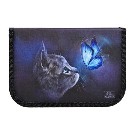 Penal 3 sections, tab inside, 140 x 210 x 40 mm, fabric, calligrata top block "cute cat"-7