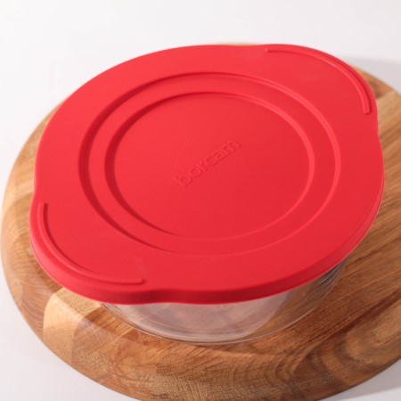 Borcam, 840 ml baking sheer -resistant shape, with a red plastic lid-2