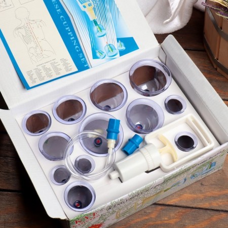 Acupuncture banks for vacuum massage with a pump, a set of 12 pcs.-4