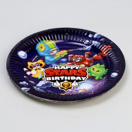 Disposable paper plate "Stars!", (18 cm), set 6 pcs-1