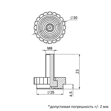Опора-болт ТУНДРА 30 М8х23, черная-1