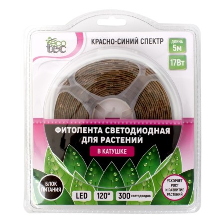 Ecotec Phythelent LED in a coil, with a self -adhesive layer for a greenhouse "Margarita", 17 W, red