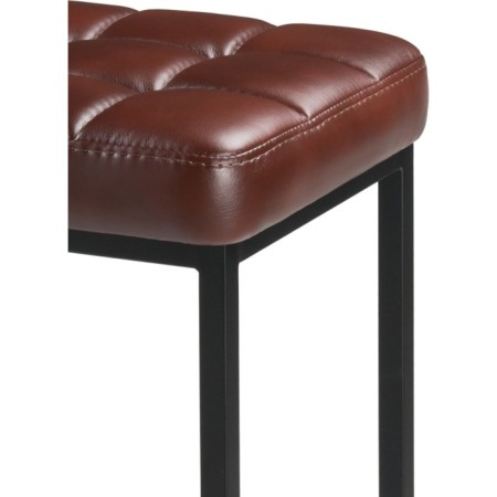 Har lobe metal stool/eco -leather, black/brown 34x34x65 cm-2