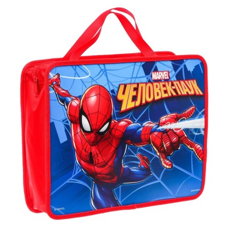 Plastic folder with A4 handles, on a zipper, 75x330x260 mm, spider-man-2