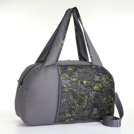 Sports bag with lightning, long belt, outer pocket, gray color