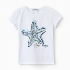 T -shirt for girls, white color, height 104